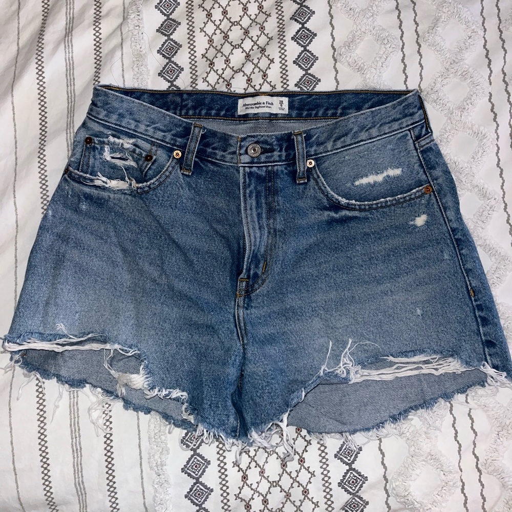 Abercrombie & Fitch Blue Distressed Denim Shorts